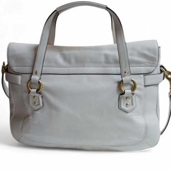 Coach Campbell Eva Flap Satchel White Leather Tote - Picture 2 of 12